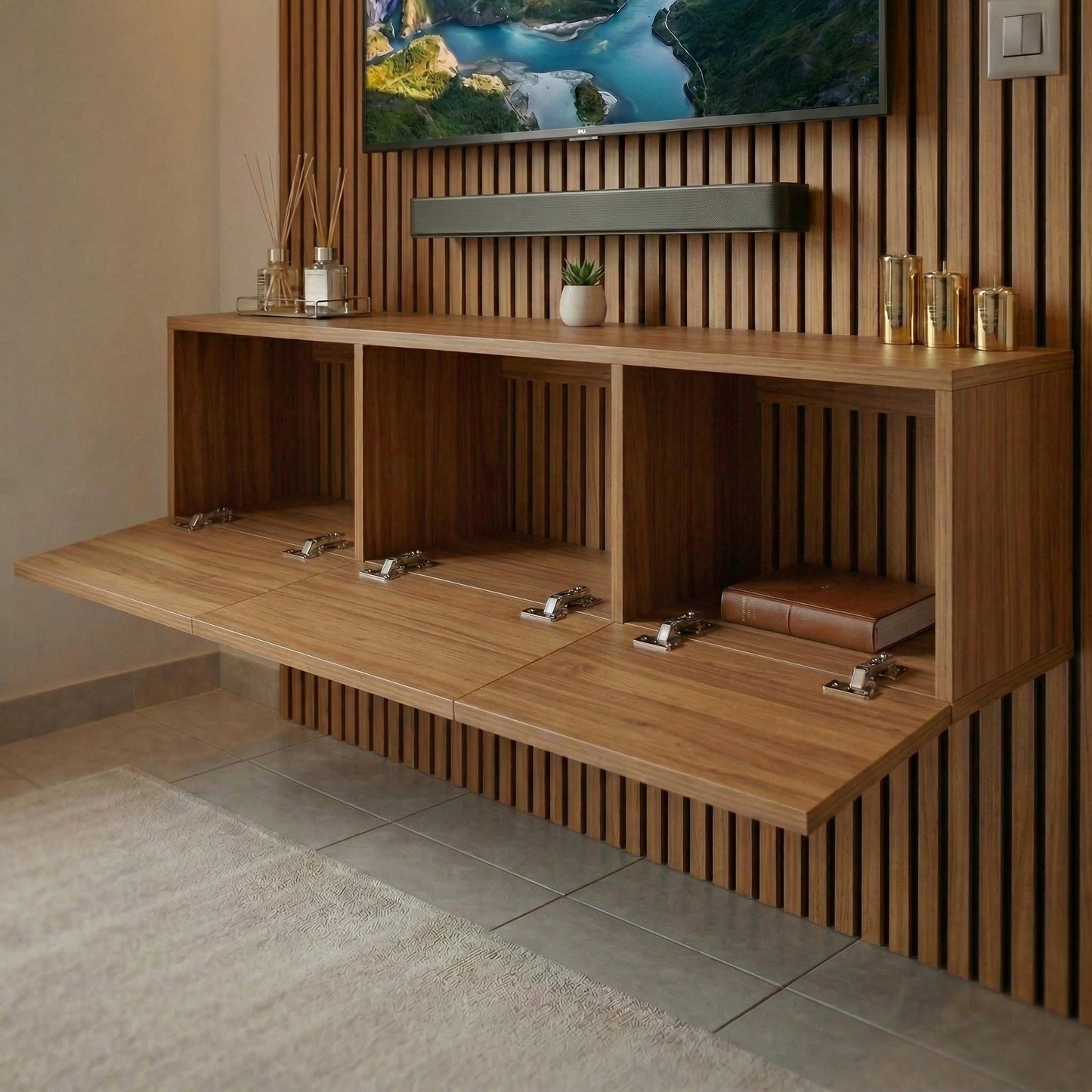 Meuble TV Suspendu - 3 Portes